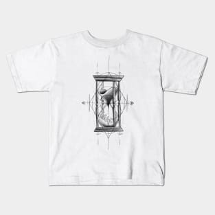 Classic Hour Glass with Sand and Ice with Geometrical Tattoo Design Kids T-Shirt